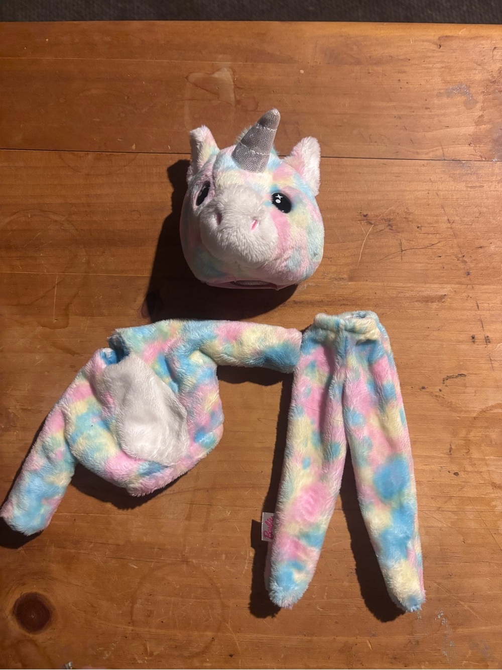 Barbie Plush Unicorn Costume Hat and Outift Set - Pastel Rainbow
